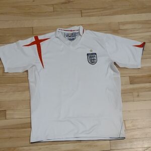 White England Soccer Jersey with Red Accents